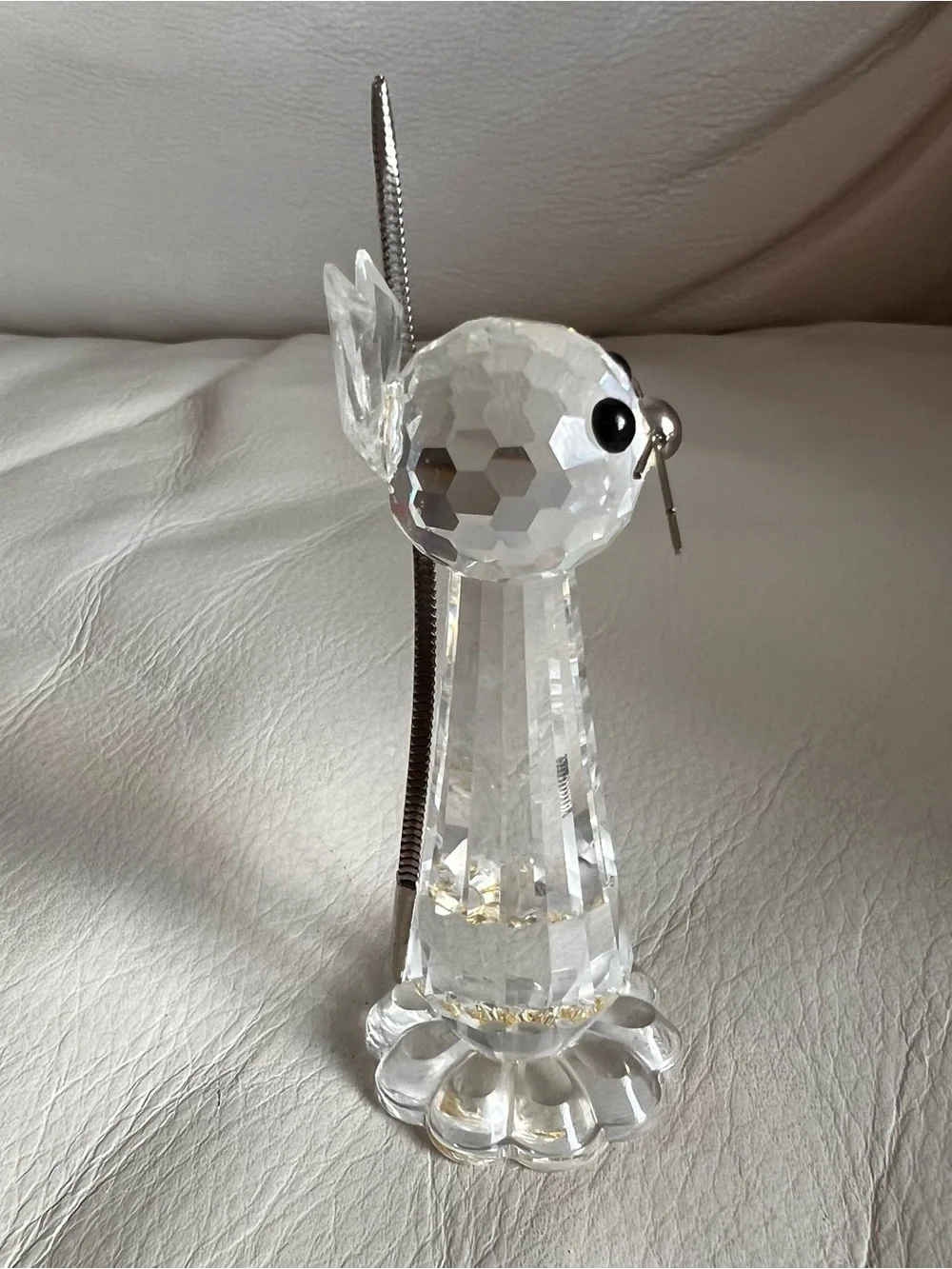 Swarovski Clear Crystal Cat Figurine with Silver Tail & Whiskers Signed